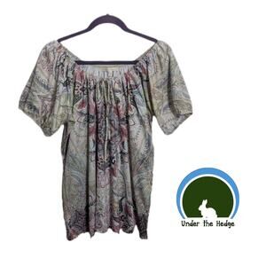 G Collection Multi Floral Rhinestone Tunic Top | Size 1X | Fairy Artsy Boho